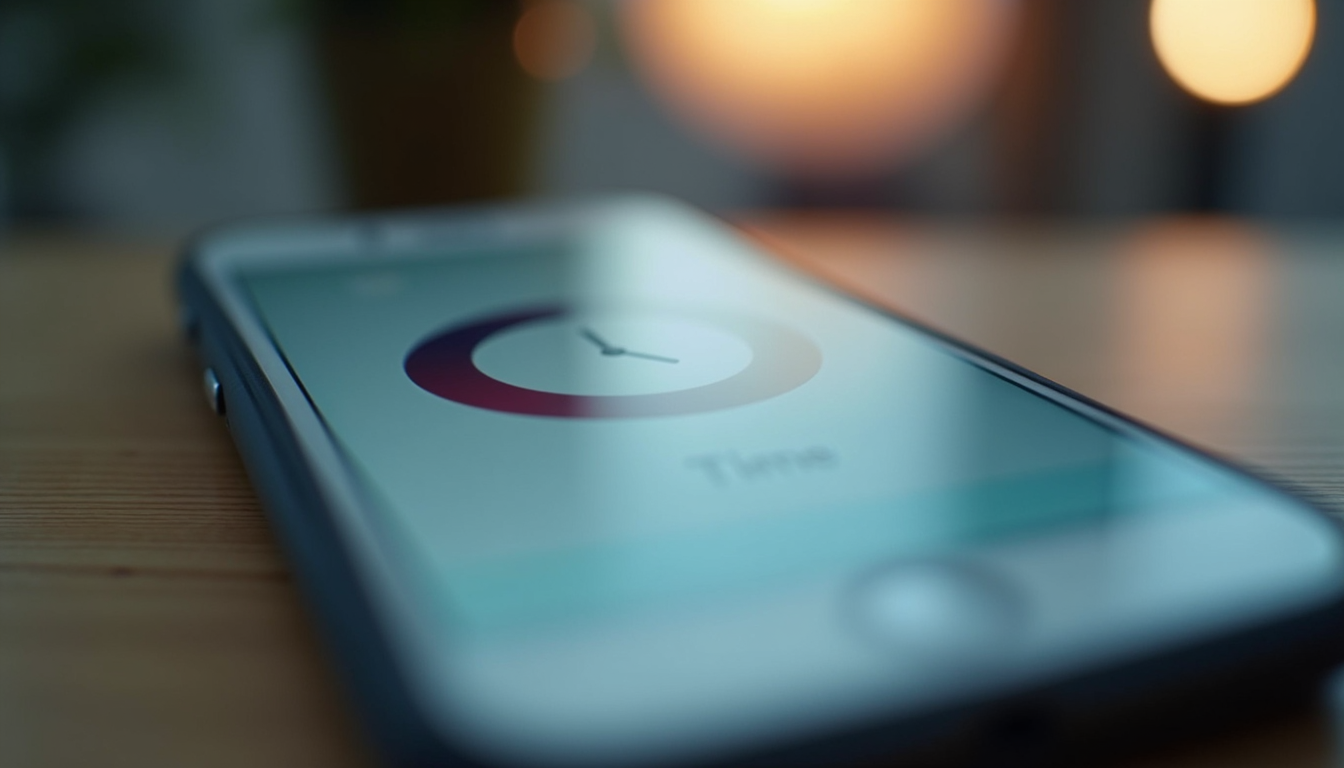 Close-up view of a smartphone screen showing a time tracking app interface